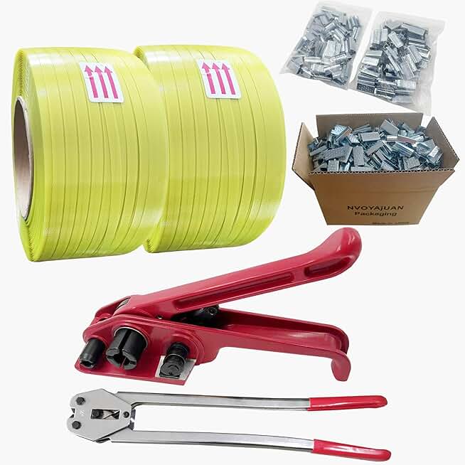 Packaging Heavy Duty (660Lbs) Strapping Kit, Strapping Coil and 500 Strapping Seals