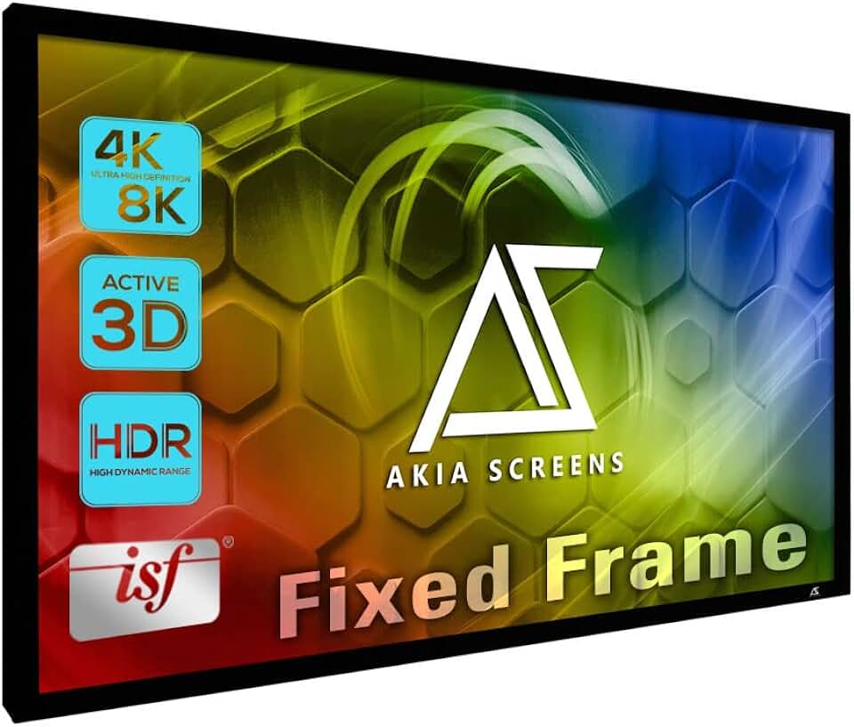 Akia Screens Fixed Frame Projector Screen 150 inch 16:9 8K 4K Ultra HD 3D Ready Wall Mount CINEWHITE UHD-B 150 Projection Screen for Indoor Movie Video Home Theater Cinema Office AK-FF150WH2