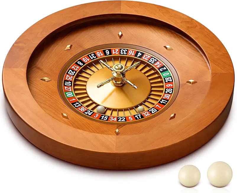 18 Inch Wooden Roulette Wheel with 4 Roulette Balls Casino Grade Precision Bearings Roulette Wheel Turntable Leisure Table Games for Home Professional Use or Night Party, Party Game