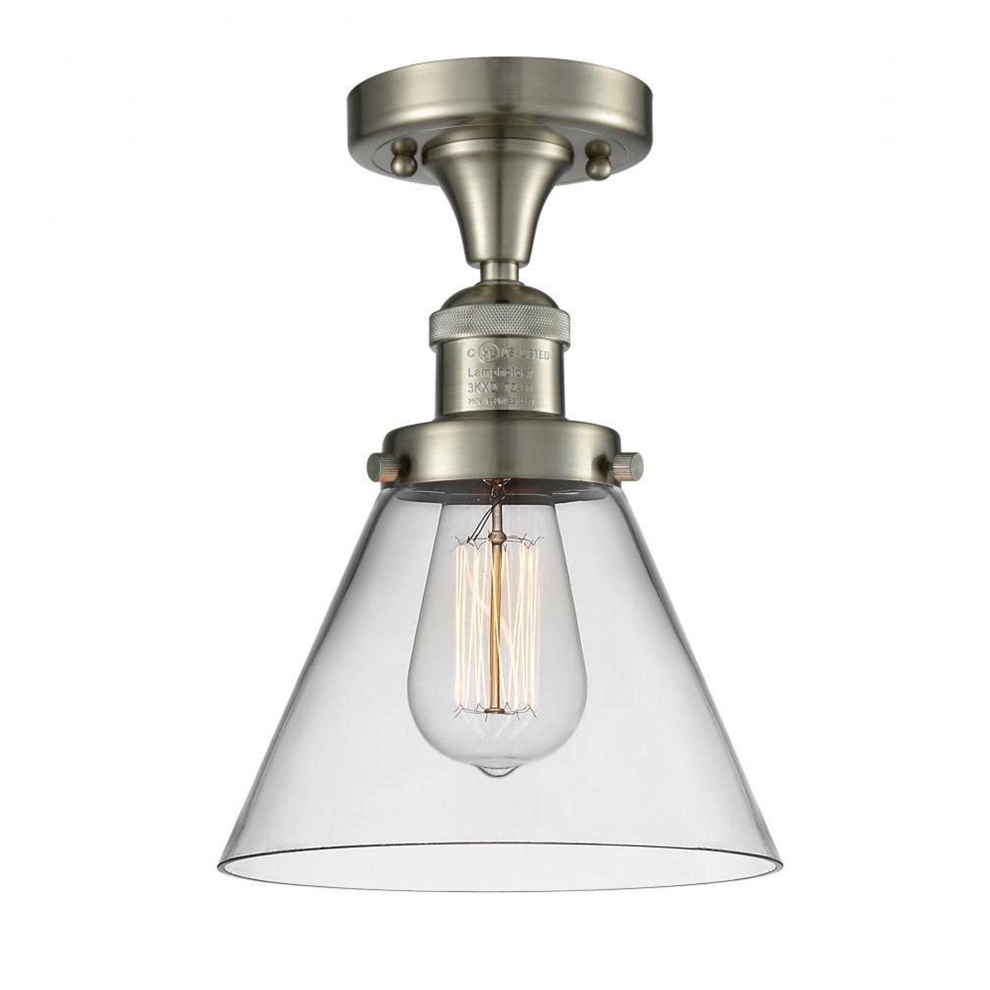 Innovations 517-1CH-SN-G42-L-LED X-Large Cone 1 Light Semi-Flush Mount part of the Franklin Restoration Collection, Brushed Satin Nickel