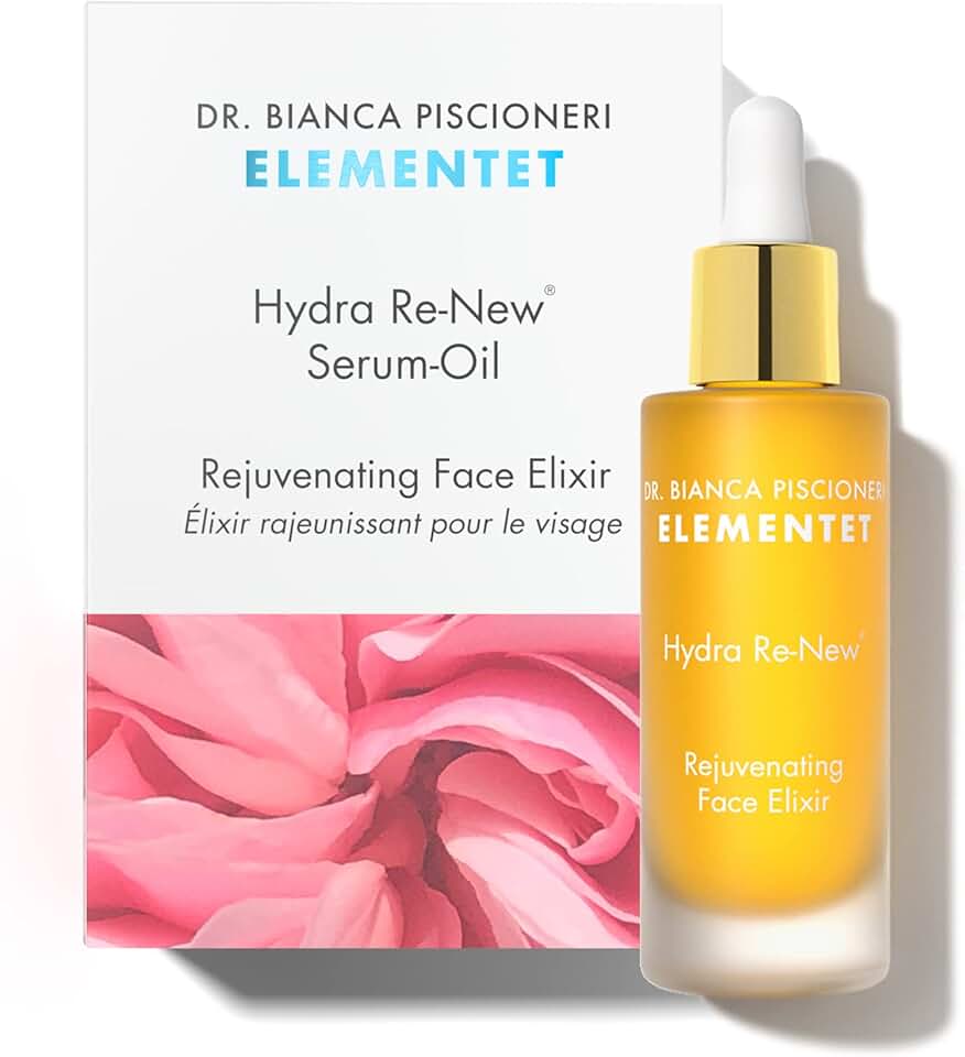ELEMENTET Hydra Re-New® Rejuvenating Face Serum: A serum and oil in one product. Anti-ageing and rejuvenating. Hydrate and brighten. Lightweight formula to promote a more toned and even complexion.