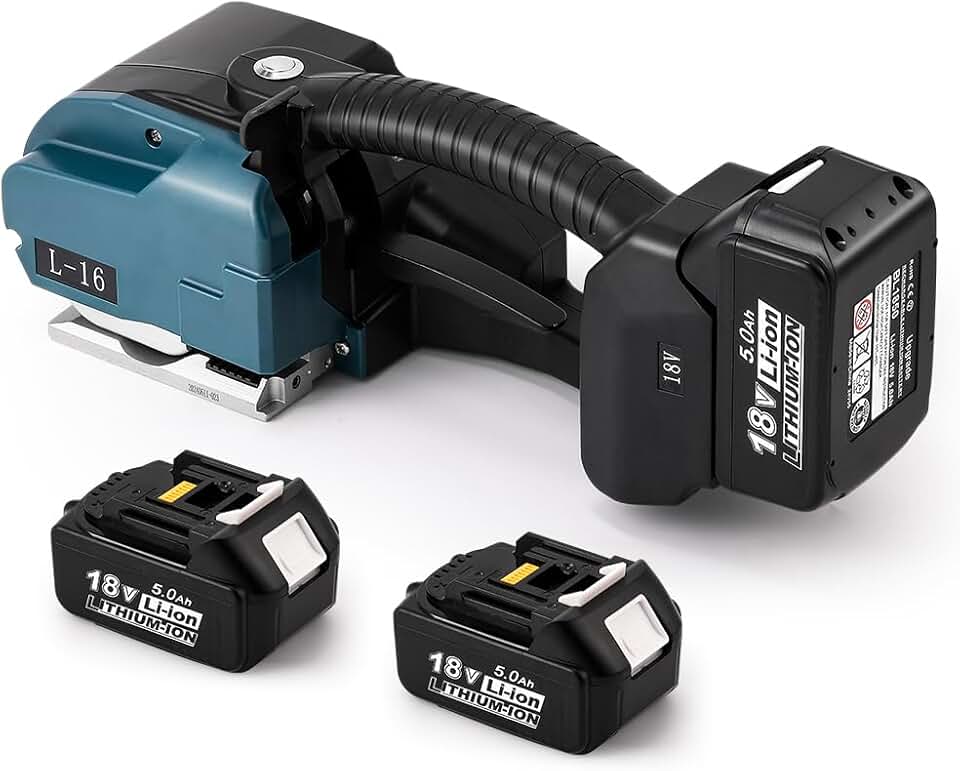 Electric Strapping Machine, 2×5000mah Battery with Display Screen Electric Strapping Tool for Industrial 1/2-5/8in PP PET Straps Automatic Banding Tensioner Machine