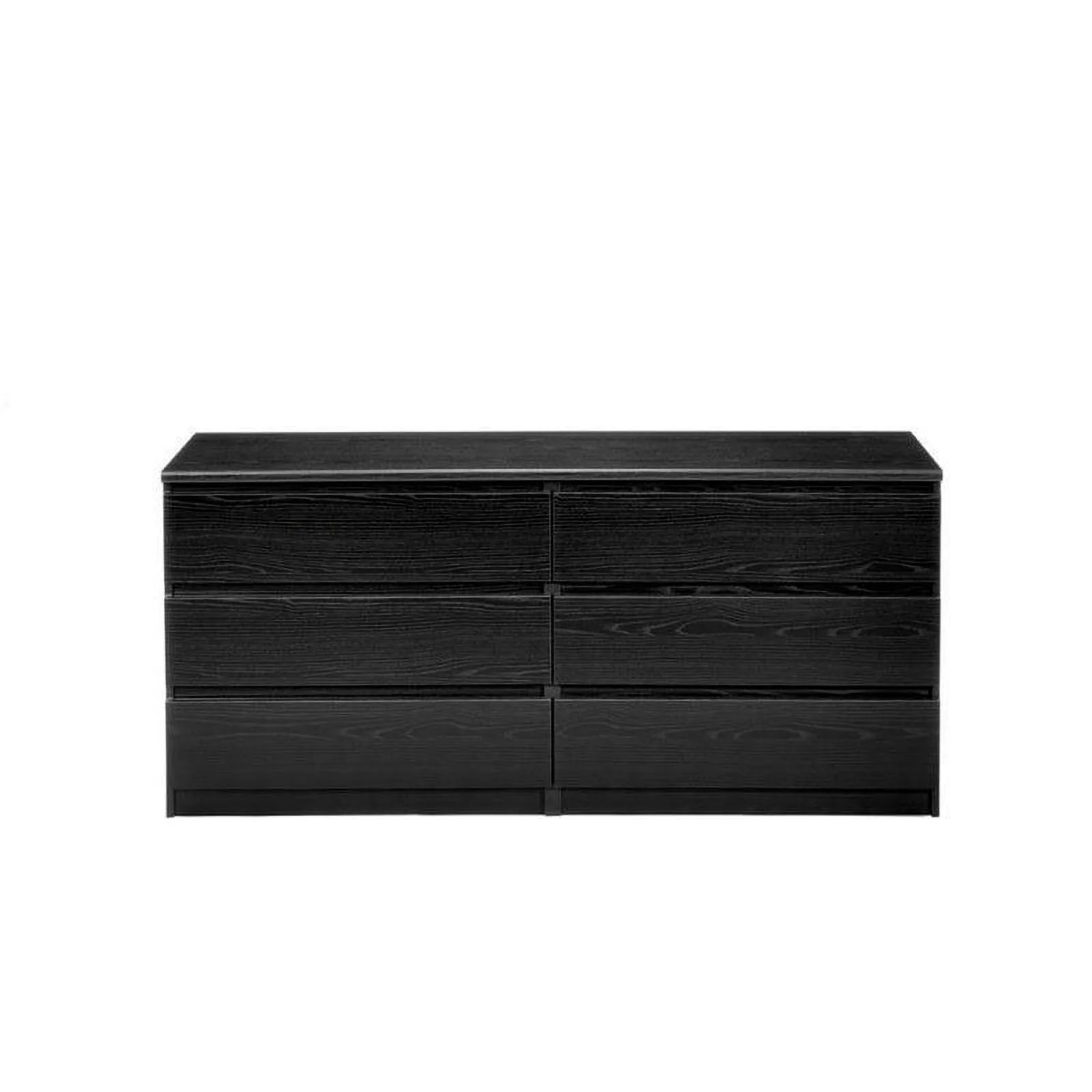 Pemberly Row Modern 6 Drawer Double Bedroom Dresser in Black Woodgrain