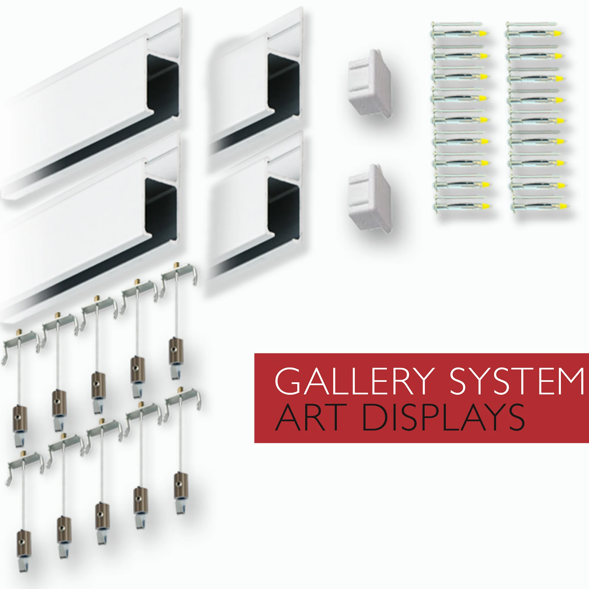 ORIGINAL GALLERY PRO PICTURE HANGING SYSTEM CLEARLINE SET- COVERS 26 FT OF WALL SPACE - HEAVY-DUTY DISCREET WALL TRACKS & ART HANGING KIT WITHOUT NAILS - FOR HOME OR OFFICE, WHITE