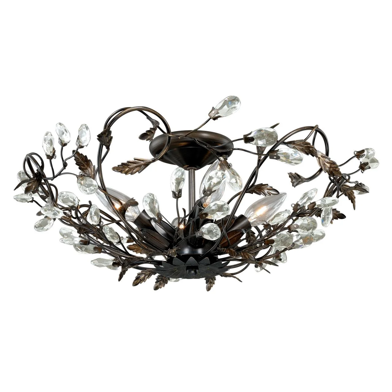 Jardin 19-in W Crystal Bronze Vintage Vine Semi Flush Mount Ceiling Light