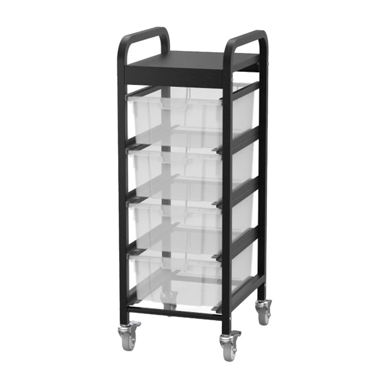 Indoor Modern Mobile Utility Heavy Duty Storage Organizer 4-Bin Lug Cart