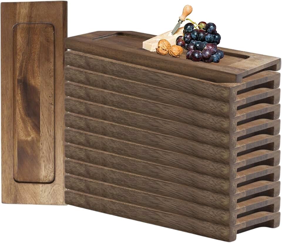 6525T186 Wooden Flight Underliner, Acacia Wood Serving Board with Long Well, 13.8 by 4.6, 12