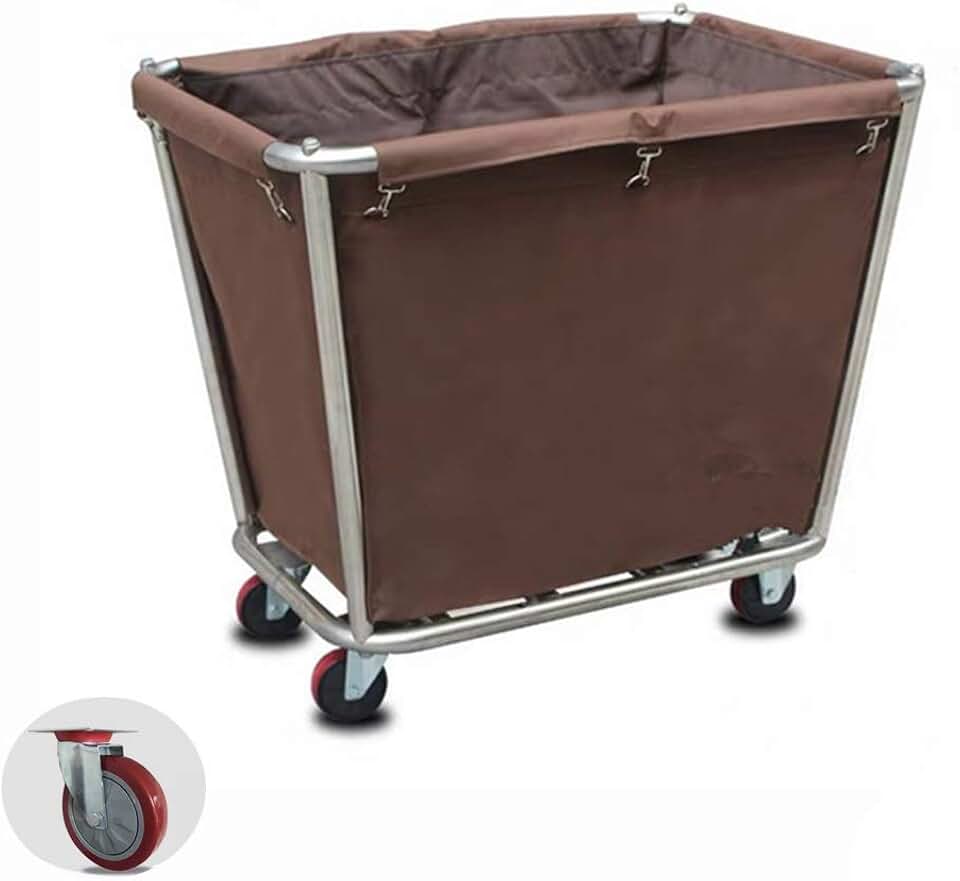 Movable Hand Trucks Storage Cart,Kitchen Large Rolling Laundry Cart with 5Inch Wheels,Hotel Room Service Linen Trolley,Utility Storage Cart,Linen Cart Trolley Fabric Bags