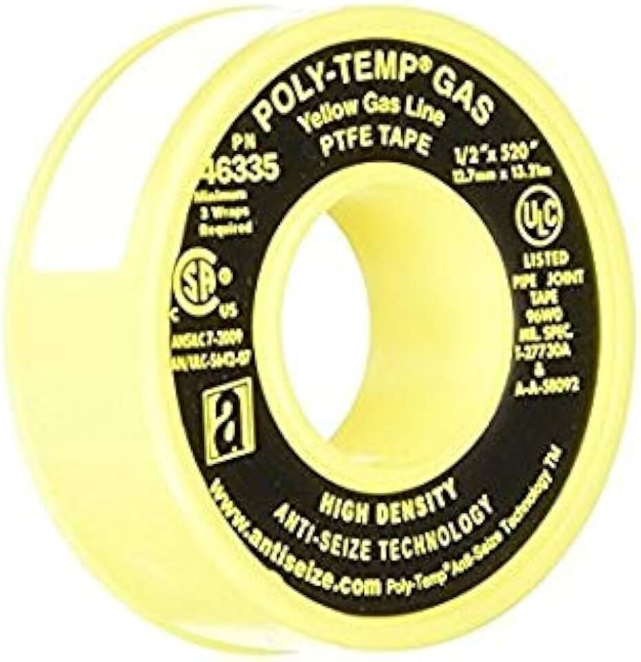 46335, Poly-Temp Yellow GAS Line PTFE Tape, Pack of 100 pcs