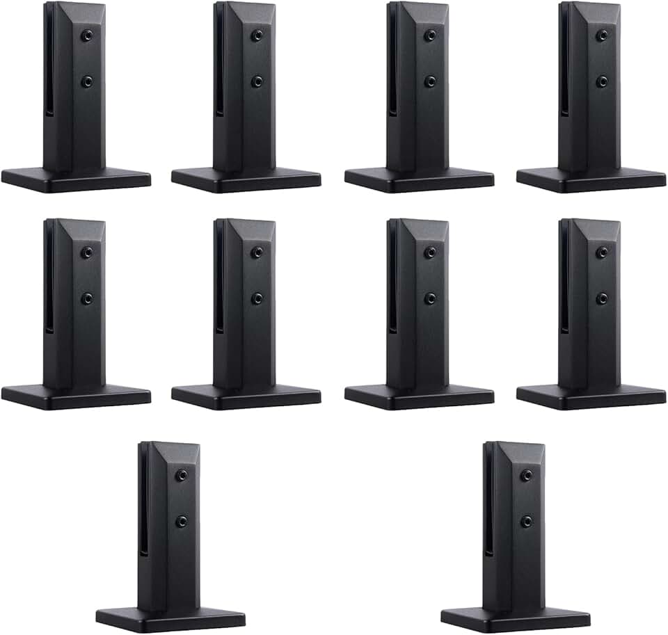 Glass Clamps 10 PCS 8-12mm Stainless Steel 304 Glass Clamps Adjustable Glass Bracket Flat Back,for Frameless Glass Balustrade Railing Pool Fencing,Black,160mm