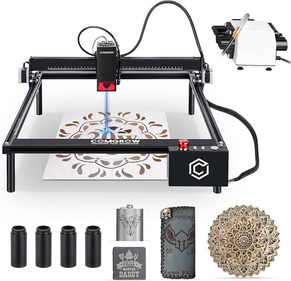 Z1 Pro 20W Output Laser Engraver for Wood and Metal with Air Assist,Laser Cutter and Engraver Machine 25000mm/Min Engraving Speed and App Control,Engraving 380+ Colors On Metal Steel