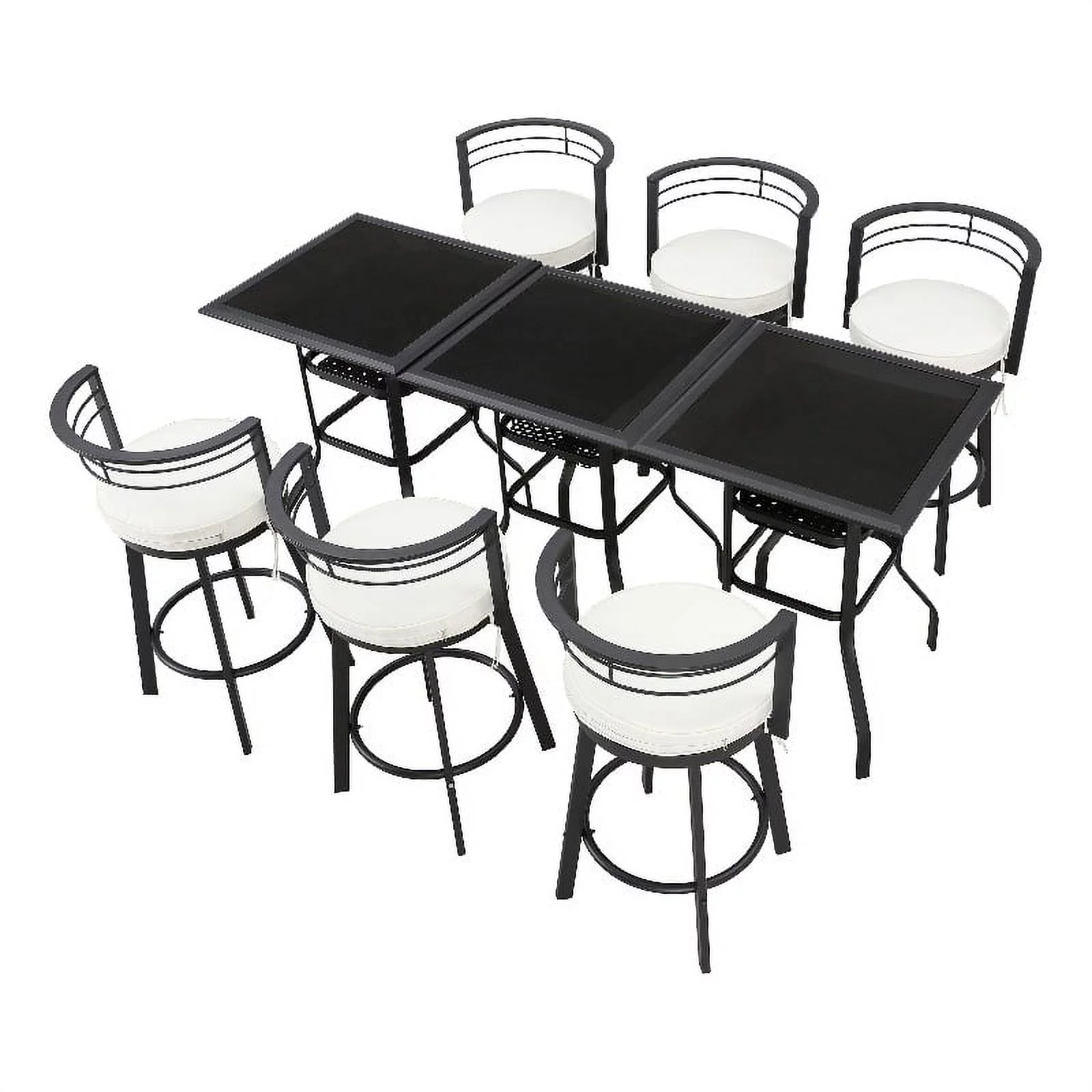 Patio Festival Metal 9-Piece Outdoor Dining Set in Black and Beige