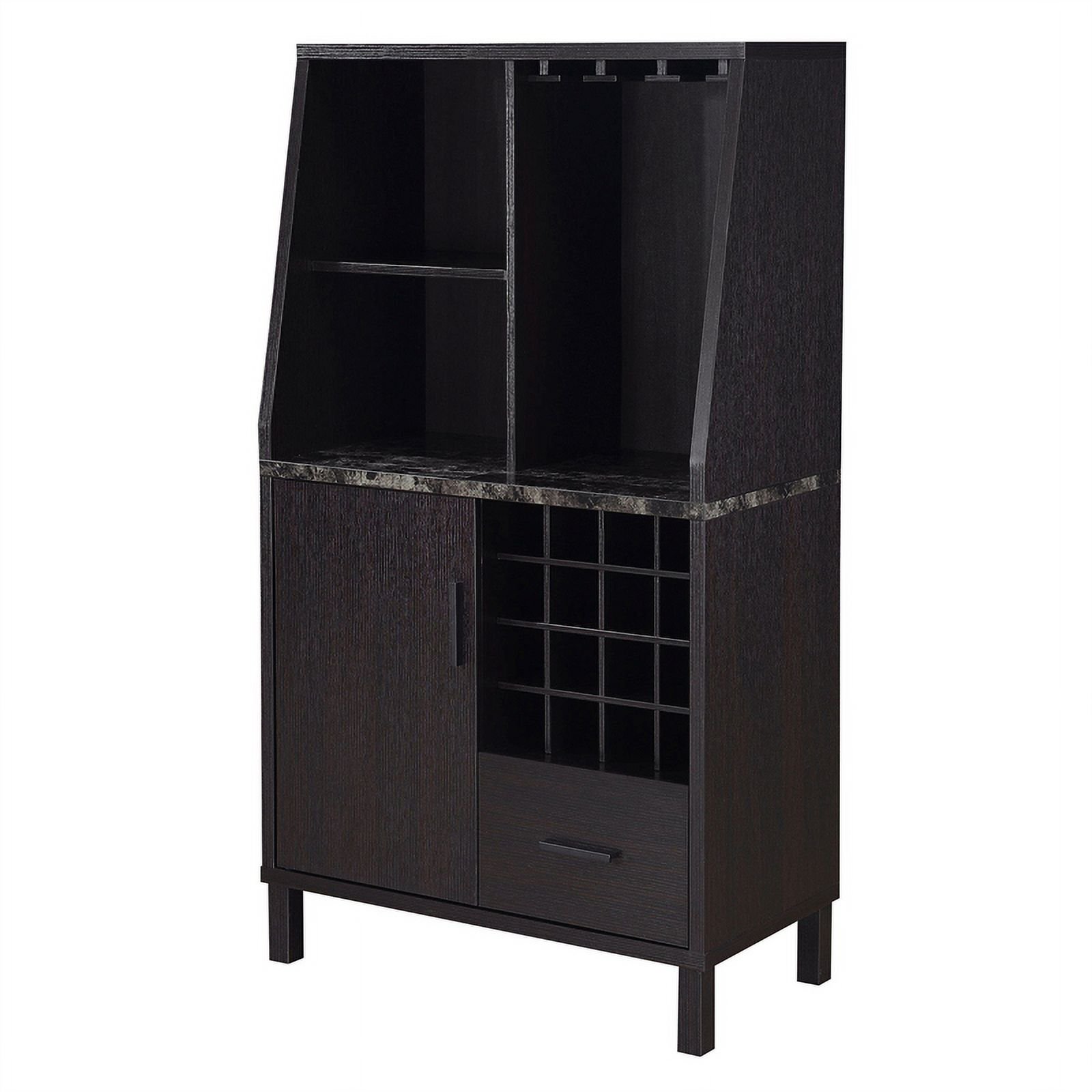 Pemberly Row Modern Wine Storage Bar in Espresso Wood Finish