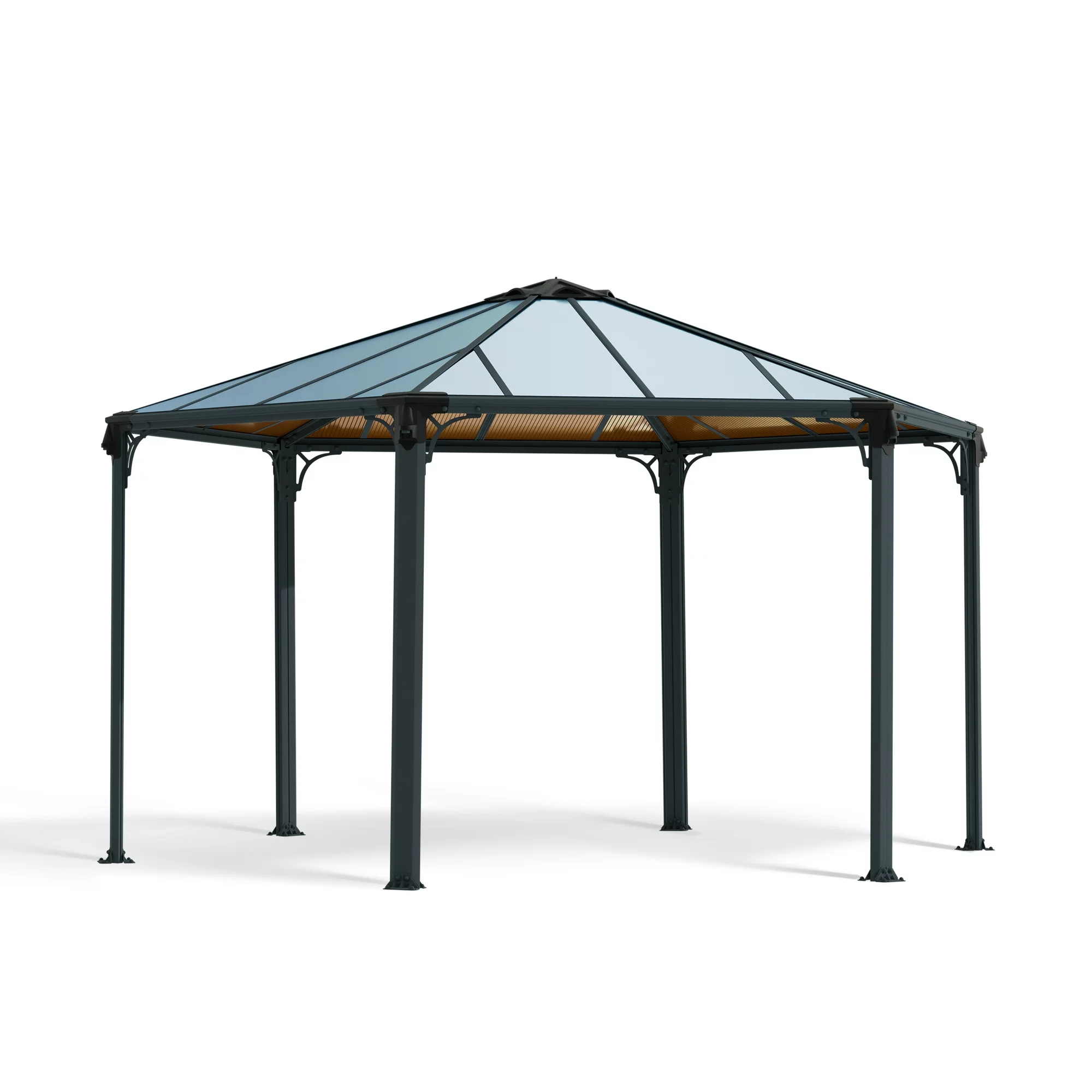 Palram - Canopia Monaco 15' x 13' Polycarbonate/Aluminum Hexagon Gazebo -  Gray/Bronze