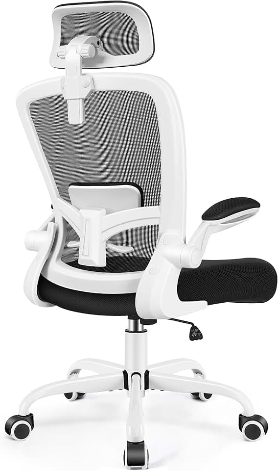 FelixKing Ergonomic Office Chair, Headrest Desk Chair with Adjustable Lumbar Support, Home Office Swivel Task Chair with High Back and Armrest, Adjustable Height Gaming Chair (White)