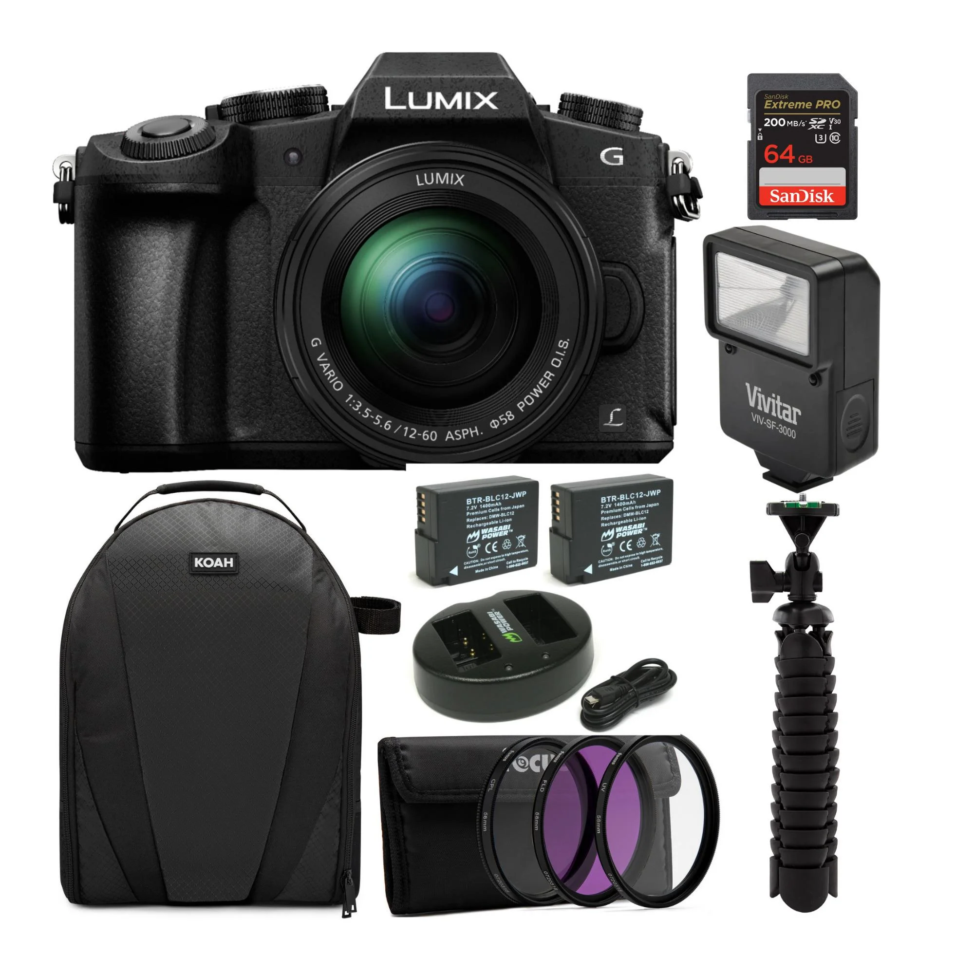 Panasonic LUMIX G85 4K Mirrorless Camera with 12-60mm Lens and Backpack Bundle