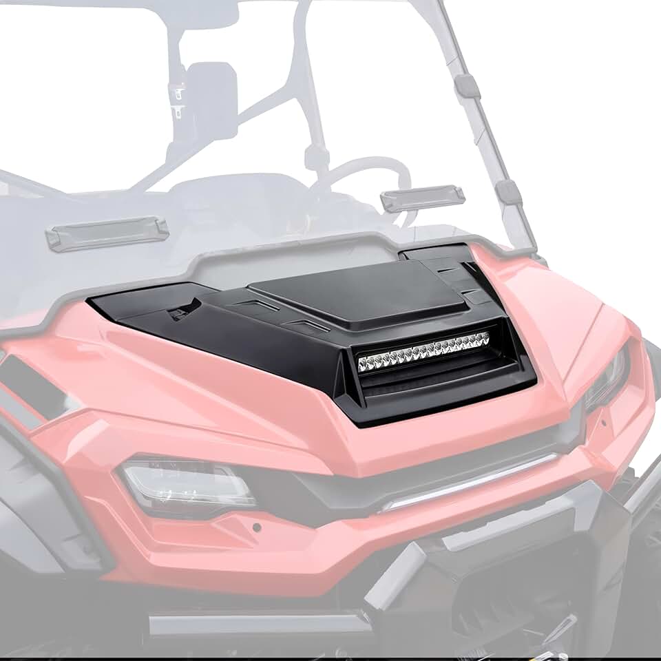 Hood Scoop with Spotlight for Honda Pioneer 1000 3P 5P 6P 2016+, Front Hood Cover with Auxiliary Light Sport Hood with Light Kit for Honda Pioneer 1000-3 1000-5 1000-6 2016-2024 Accessories