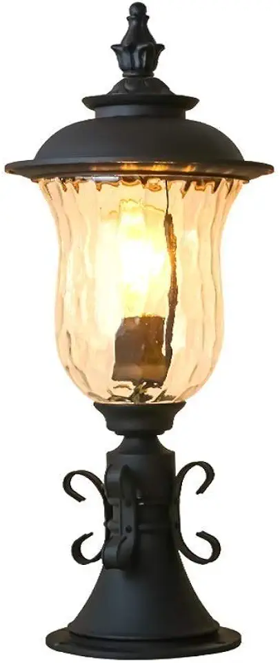 GUOCC Creative Anti-rust E27 Street Garden Lawn Lamps Rainproof Ground Pedestal Lamp Post For Door Traditional Victoria Retro Black Glass Lantern Column Lights Vintage Aluminum Metal Pillar Light Ligh