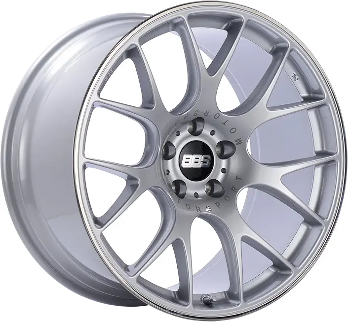 BBS CH-R Silver Wheel with Painted Finish and Polished Stainless Steel Rim (19 x 8.5 inches /5 x 120 mm, 32 mm Offset)