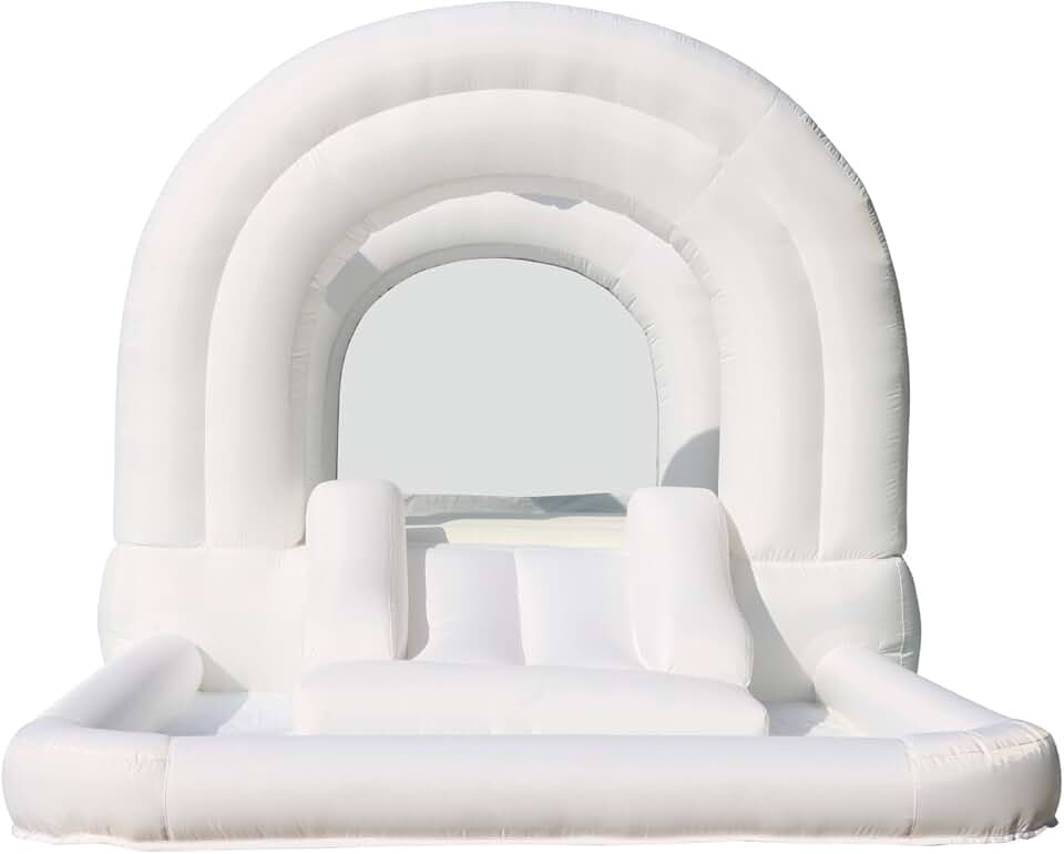 Bounceland Daydreamer Cloud Bounce House w/Ball Pit, Neutral Bouncer with Slide, 11.8 ft L x 6.9 ft W x 5.9 ft H, UL Blower Included, Basketball Hoop, 30 Pastel Plastic Balls, Trendy Bouncer for Kids