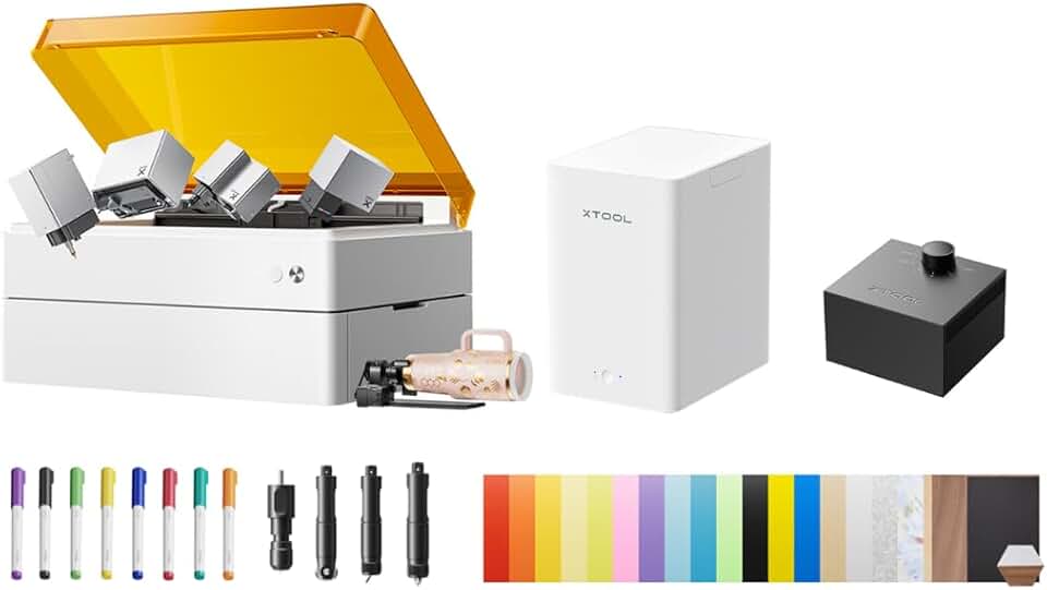 xTool M1 Ultra 10W All-in-One - with Inkjet Module, Air Assist, Desktop Smoke Purifier, Riser Base and Rotary Tool, 4-in-1 Craft Machine, Laser Engraving, Vinyl Cutting, Inkjet Printing, for DIY Gift