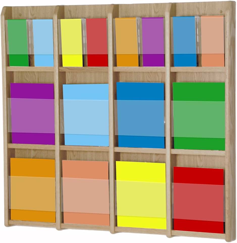 Wooden Mallet 12-Magazine/24-Brochure Divulge Wall Display with Brochure Inserts, Light Oak