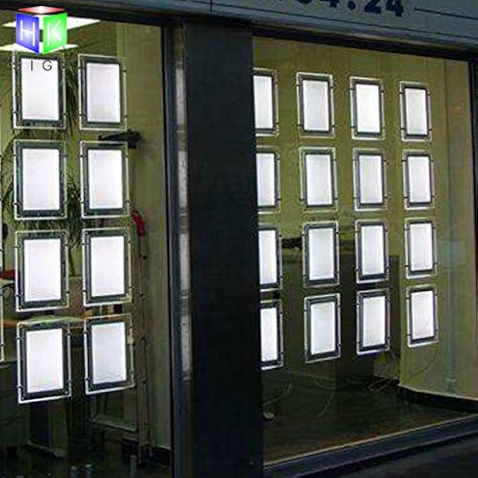 A4 Portrait Real Estate Window Hanging Led Sign Holder Display (4pcs hanging in one column)