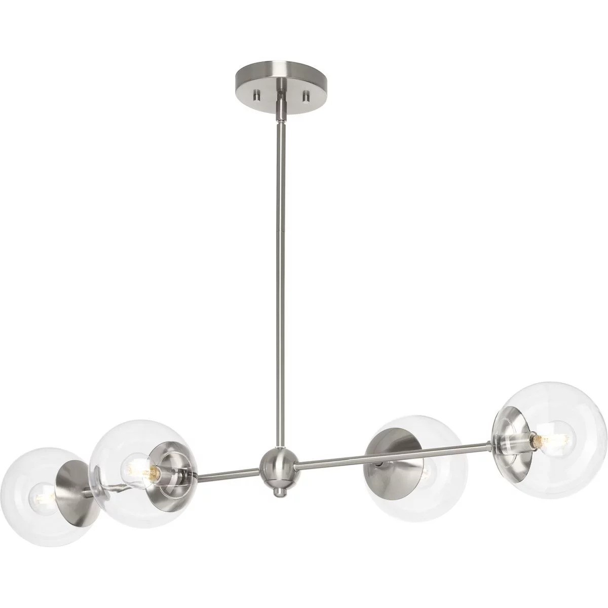 P400326-009-Progress Lighting-Atwell - 4 Light Island In Mid-Century Modern Style-5.87 Inches Tall and 14.75 Inches Wide-Brushed Nickel Finish