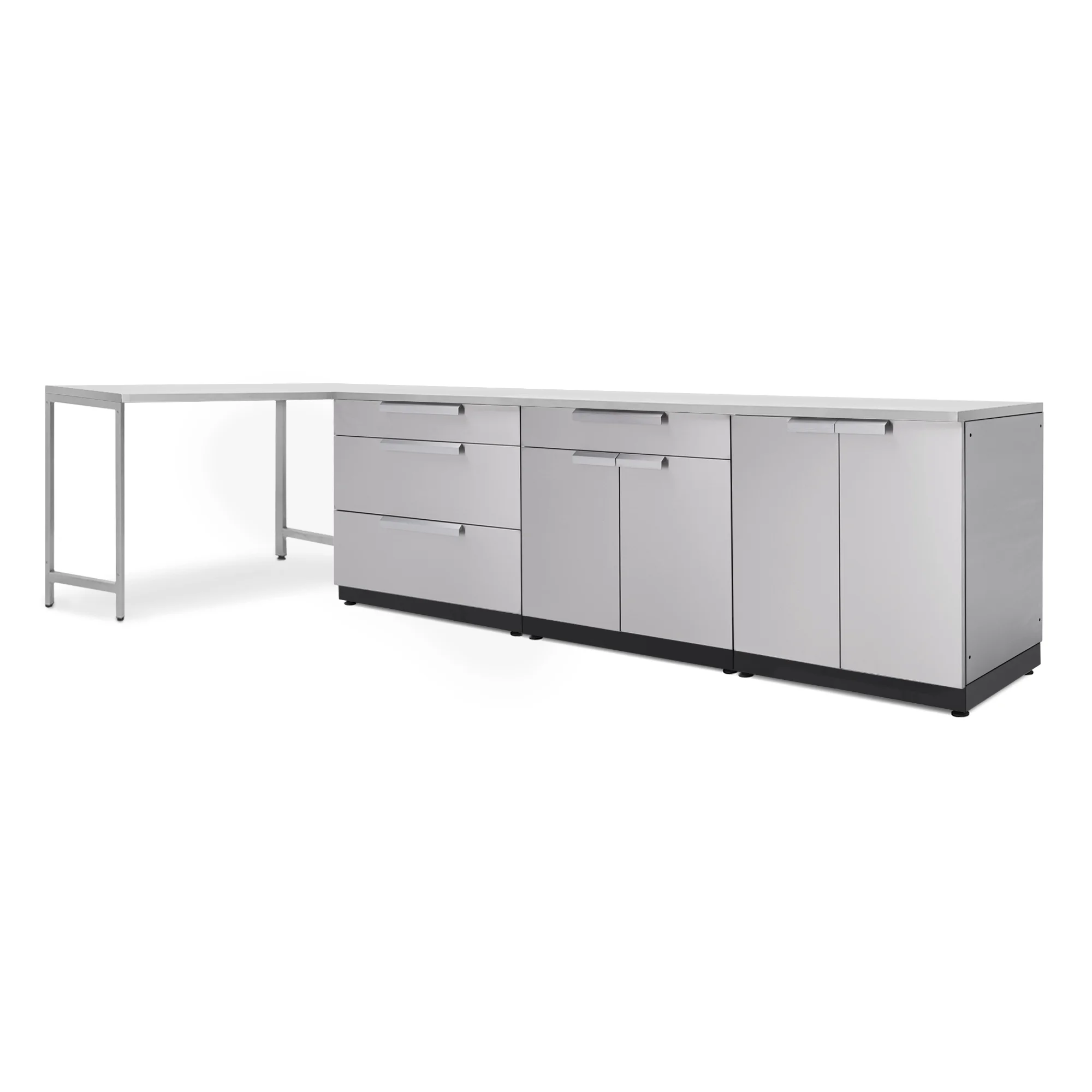 Outdoor Kitchen 5 Piece Cabinet Set in Stainless Steel with Countertop and Covers