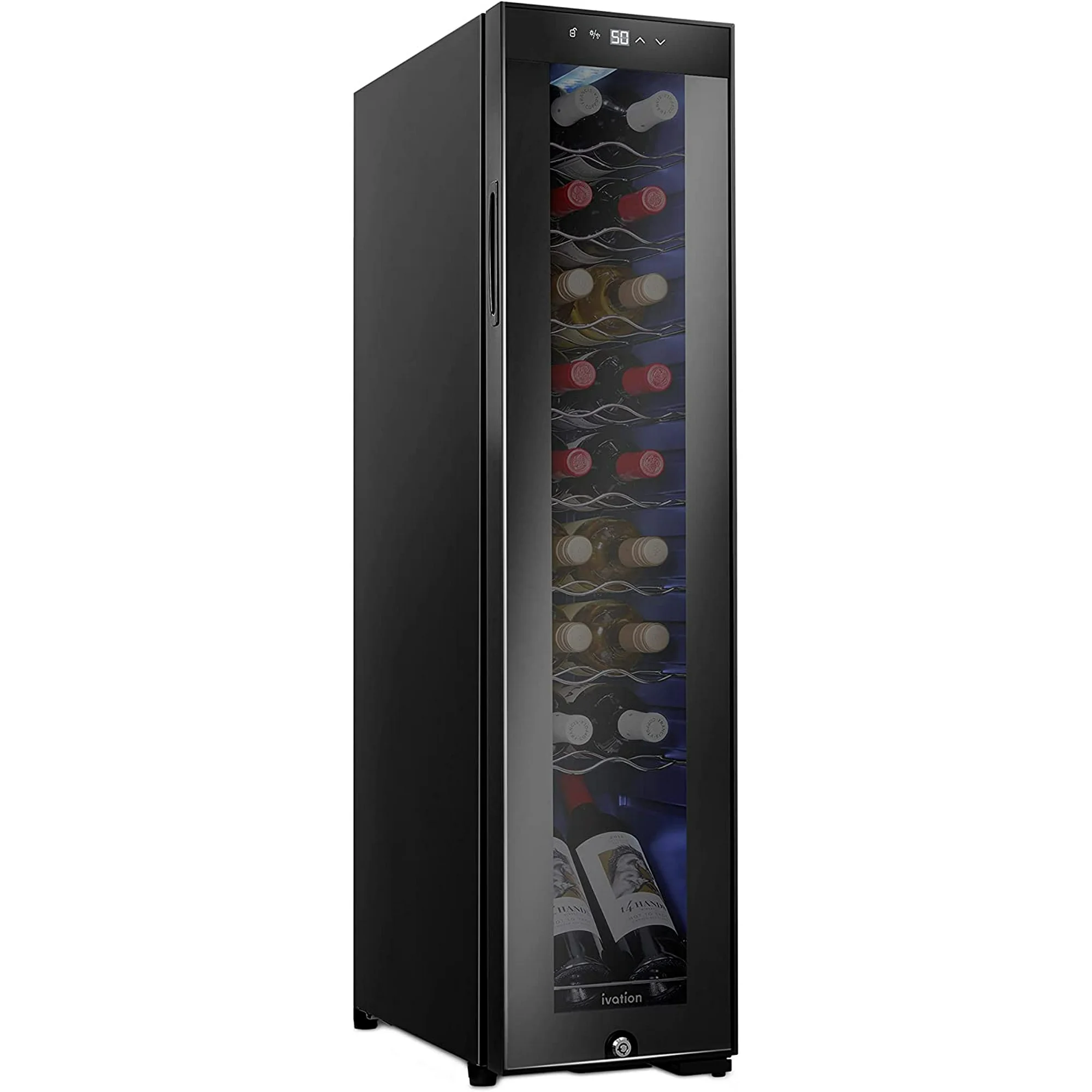 Ivation 18-Bottle Wine Cooler, Freestanding Wine Refrigerator with Lock