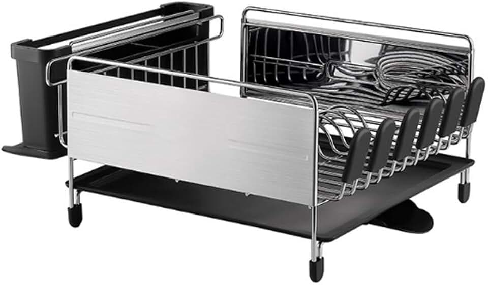 GYLXW Rack Over The Dish Rack in or on Counter with Utensil Silverware Storage Holder, Black