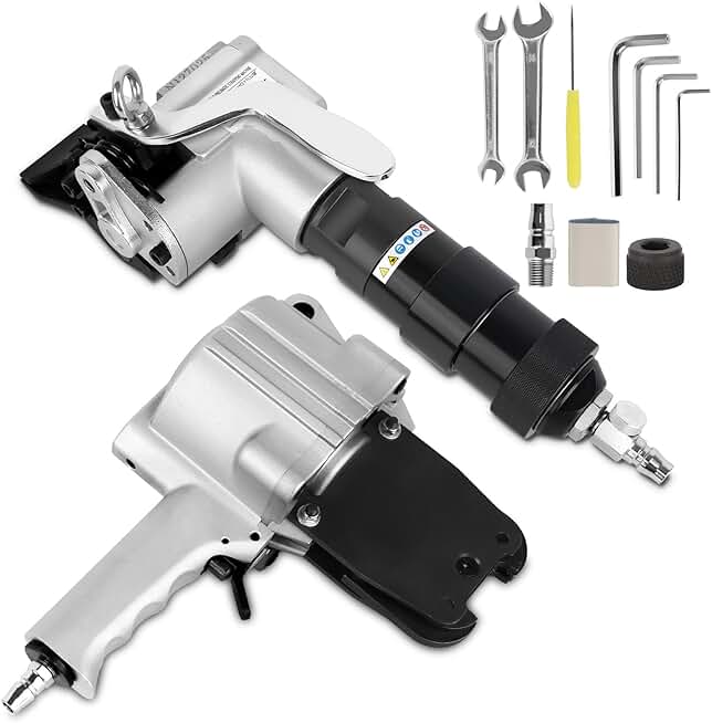 SOKO Pneumatic Steel Strapping Machine - Metal Strapping Tensioner and Cutter Sealer Pneumatic Strapping Tool Set for 1.25inch/32mm Width Metal Belt Portable Pneumatic Packaging Machine