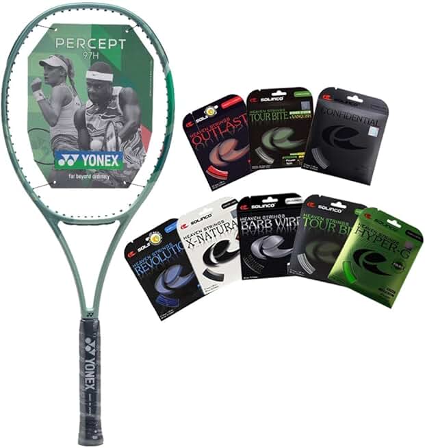 Yonex Percept 97H Olive Green Tennis Racquet - Flexible Racquet with Precision and Feel - Strung with Your Choice of SOLINCO String and Tension