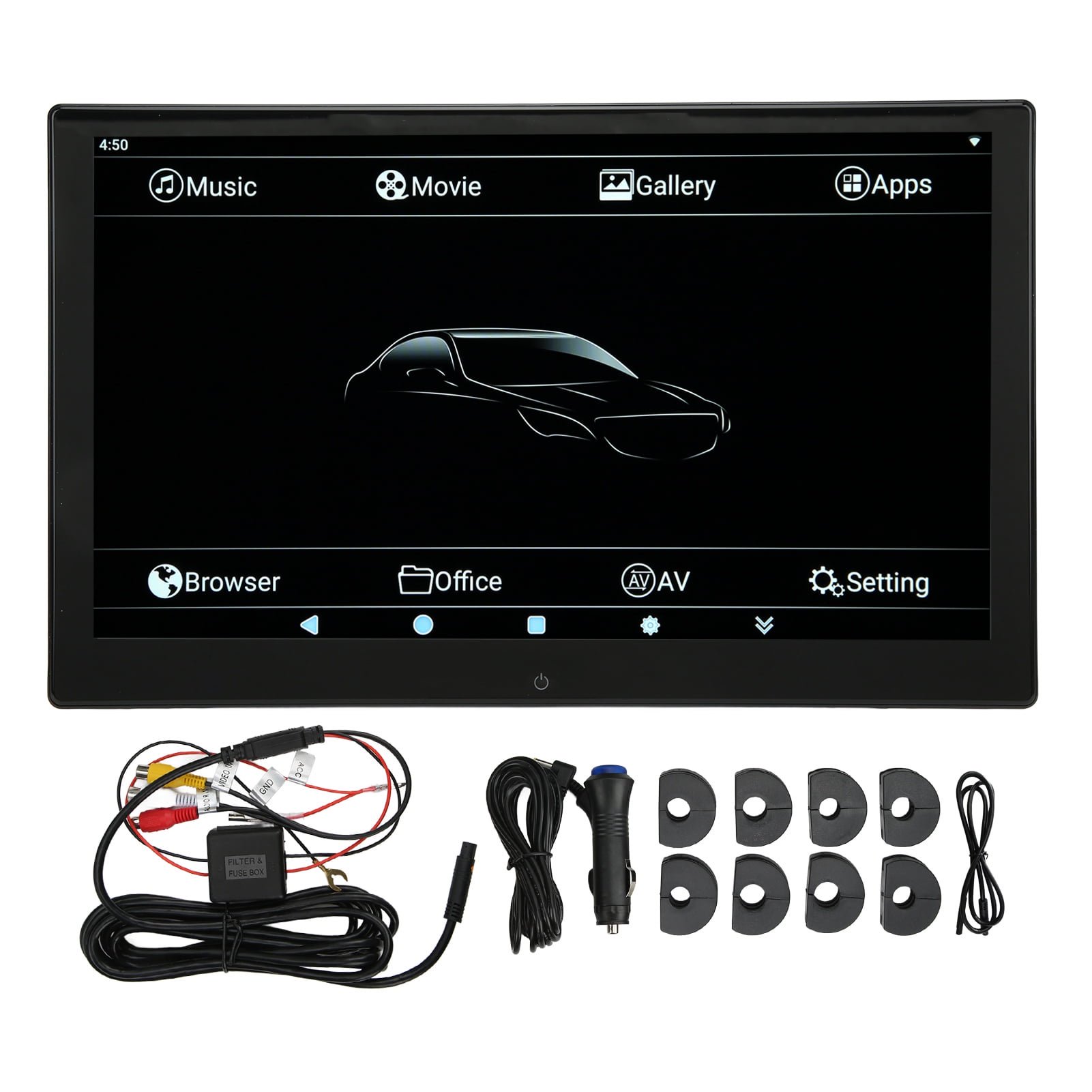 13.3in Car Headrest Monitor 4K 1080P Touch Screen 2+16G Back Seat Pillow Multimedia Player for Android 10.0