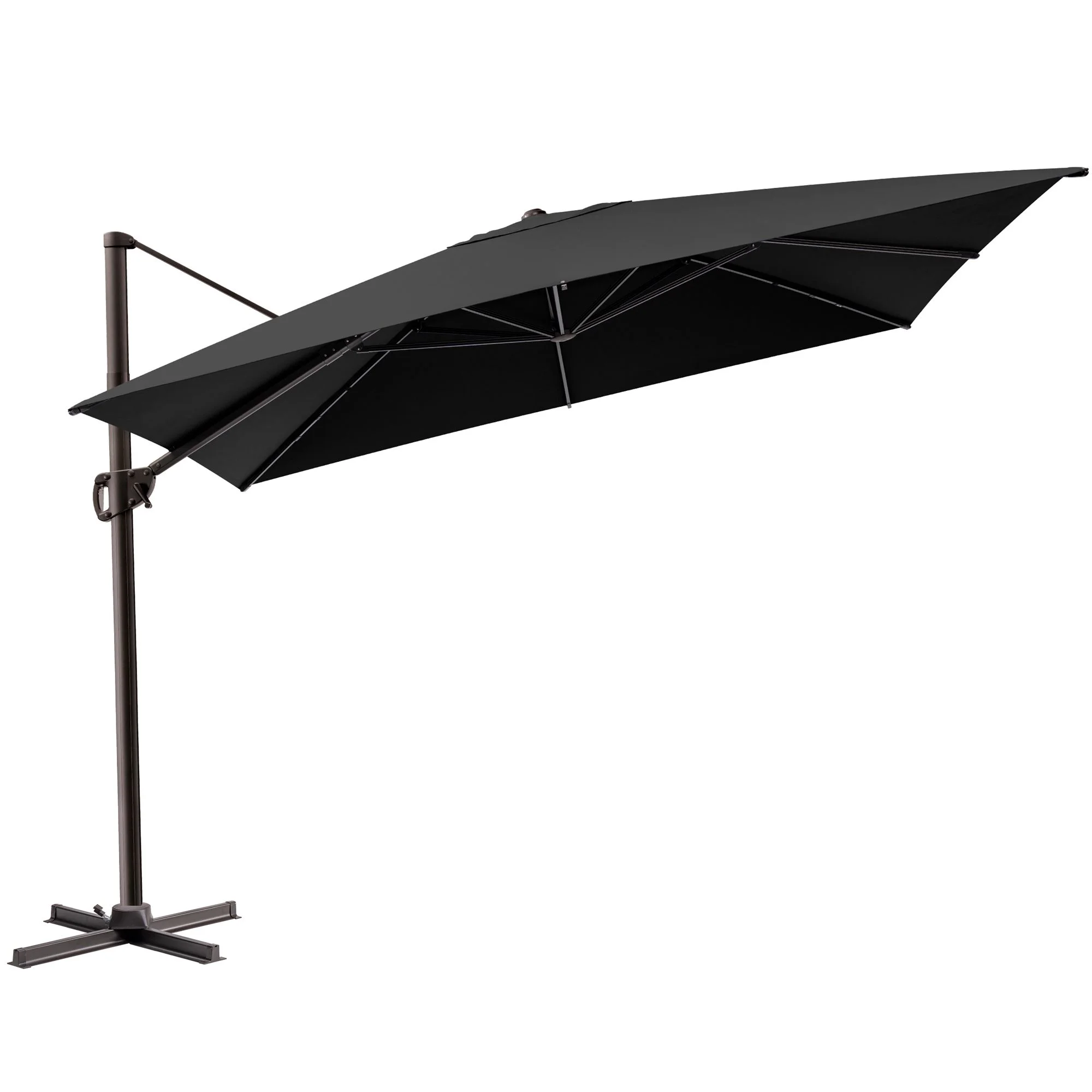 Pellebant 11 ft. x 11 ft. Patio Cantilever Umbrella, Single Square Outdoor Offset Umbrella, Black