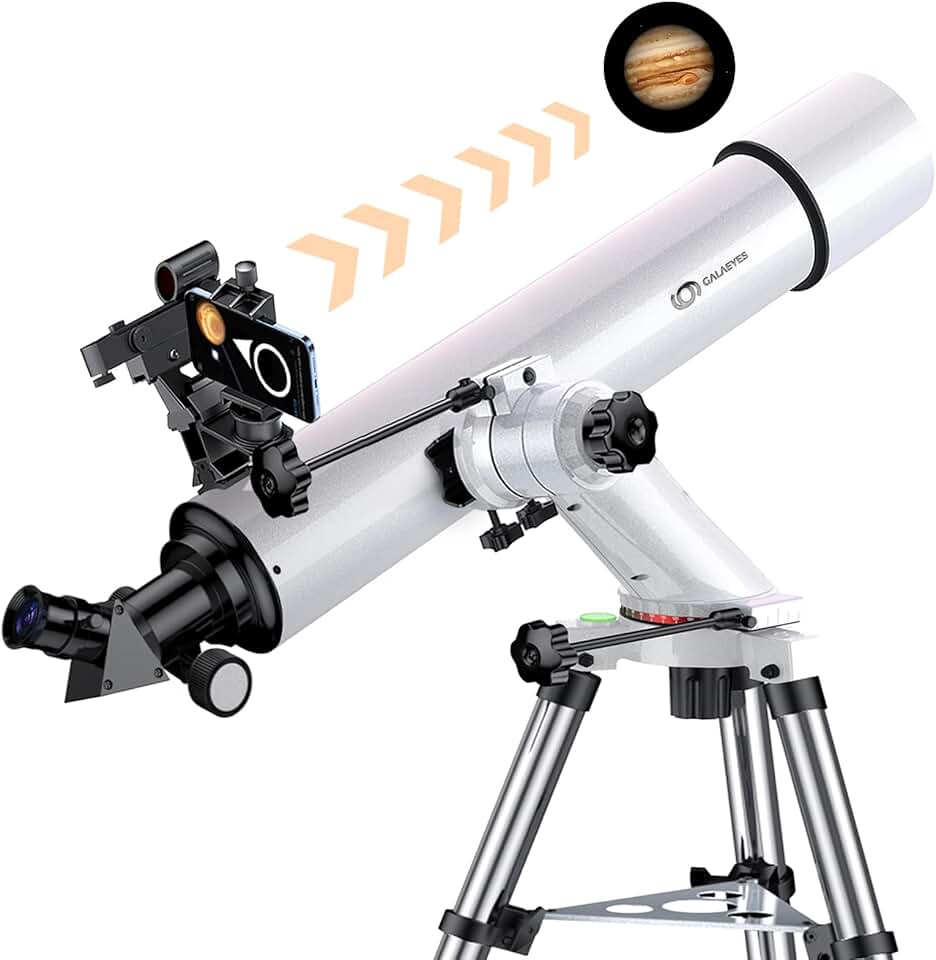 Telescope,100mm Aperture 900mm FL w/Star-Finding System for iOS/Android, Metal AZ w/high-Precision Adjustment, Telescope for Adults high Powered, Ideal for Astronomy Enthusiasts/Beginners/Kids,White