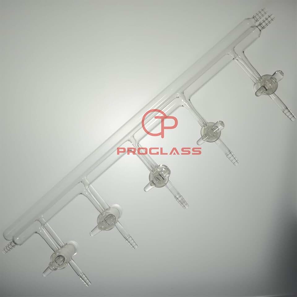 Manifold,Vacuum/Inert Gas,high Vacuum Hollow Glass stopcocks (4 Ports)