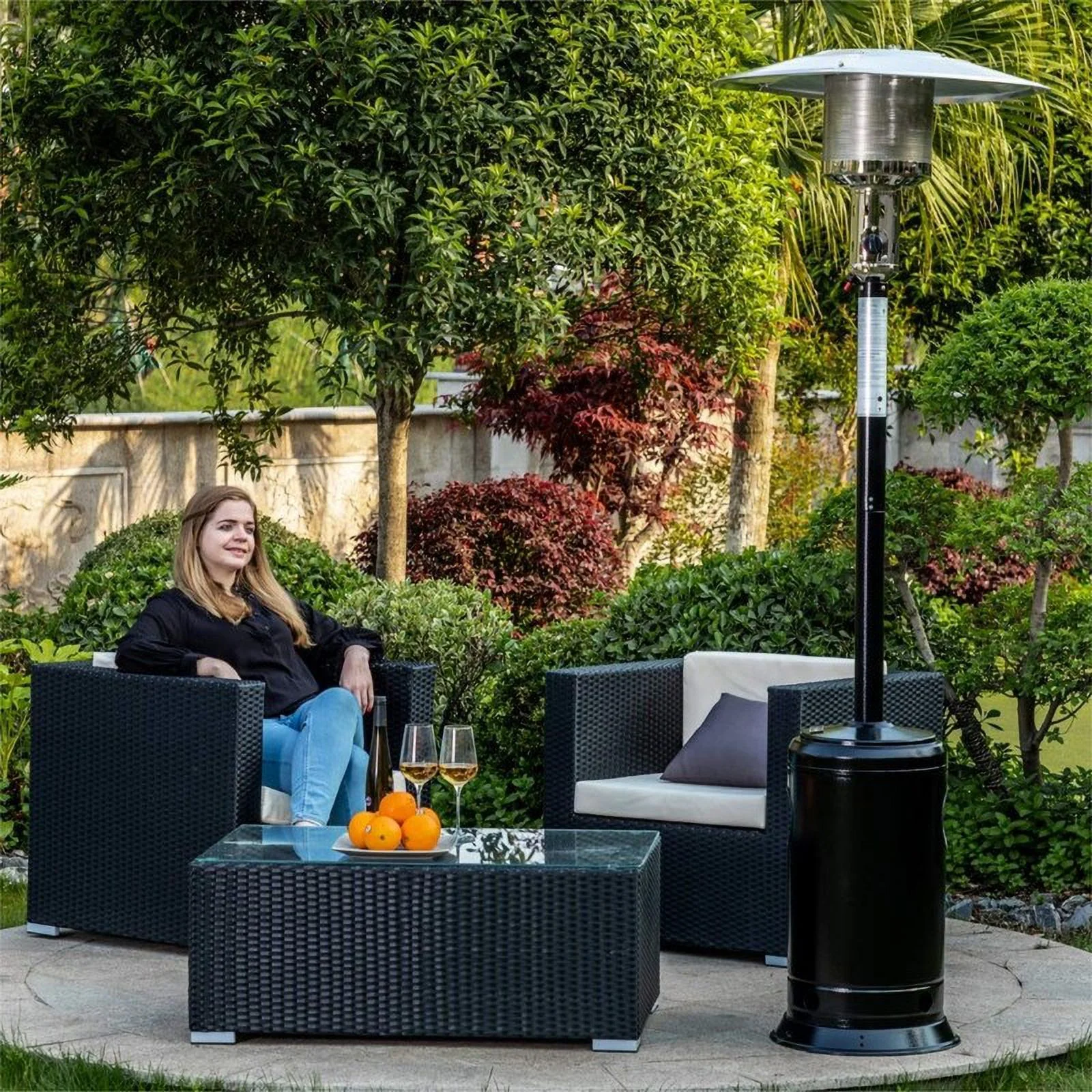 Outdoor Patio Propane Heater with Portable Wheels 47,000 BTU 88 inch Standing Gas Outside Heater Burner Commercial