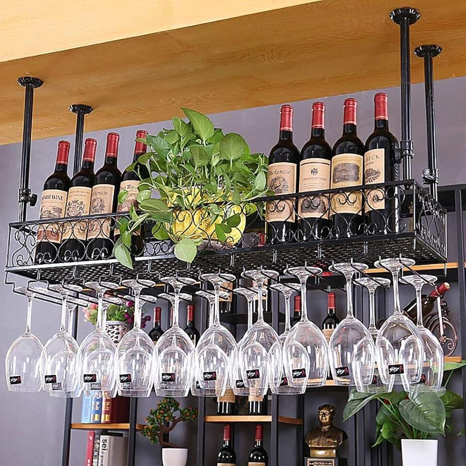 FOVKP Wine Display Rack,Hanging Creative Wine Display Rack,Glassware Holder,Wine Glass Rack,s,50 25Cm