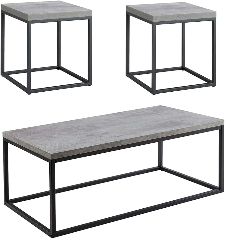 CENSI Concrete Rectangle Coffee Table and End Table Set of 3 for Living Room