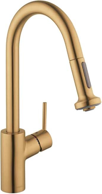 hansgrohe Talis S² Gold High Arc Kitchen Faucet, Kitchen Faucets with Pull Down Sprayer, Faucet for Kitchen Sink, Magnetic Docking Spray Head, Brushed Gold Optic 14877251