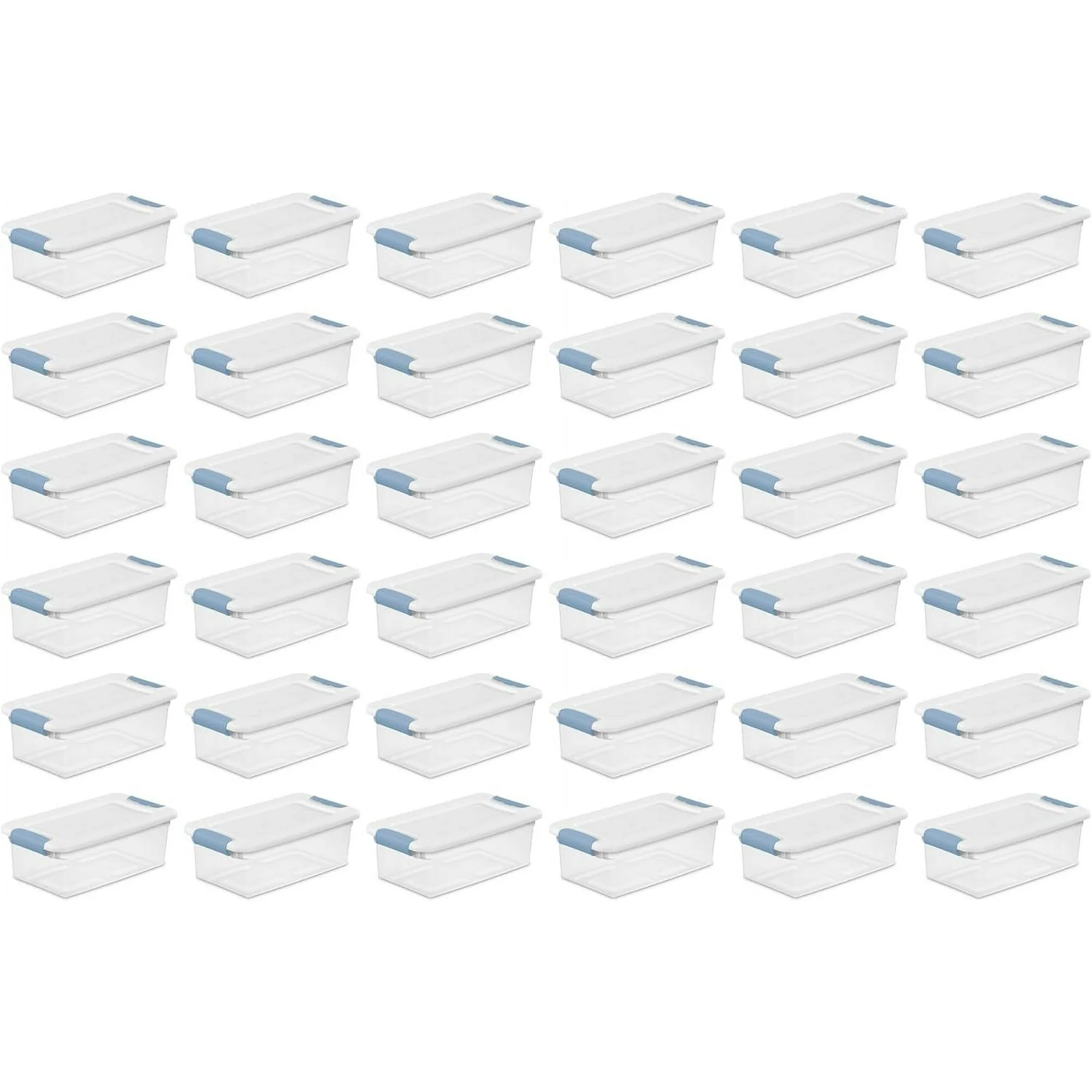 ing Storage Box, Stackable Bin with Lid, Plastic Container to Organize Closet Shelf, Clear with White Lid, 6 Quart, 48-Pack