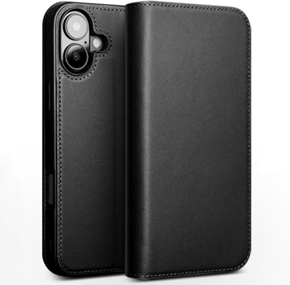 Wallet Case for iPhone 16/16 plus/16 pro/16 pro max, Luxury Cowhide Leather Classic Flip Card Slots Stand Folio Protection Cover Shockproof