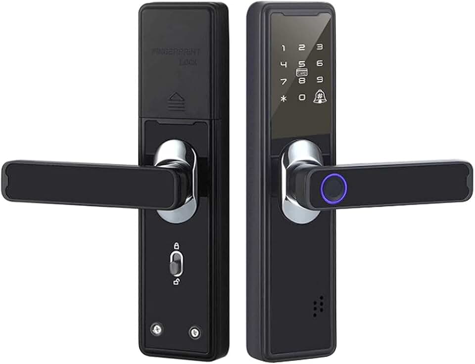 Smart Remote Control -compatible Fingerprint Lock Electric Password Code Number IC Card Door Lock with Key(Single latch 50mm)