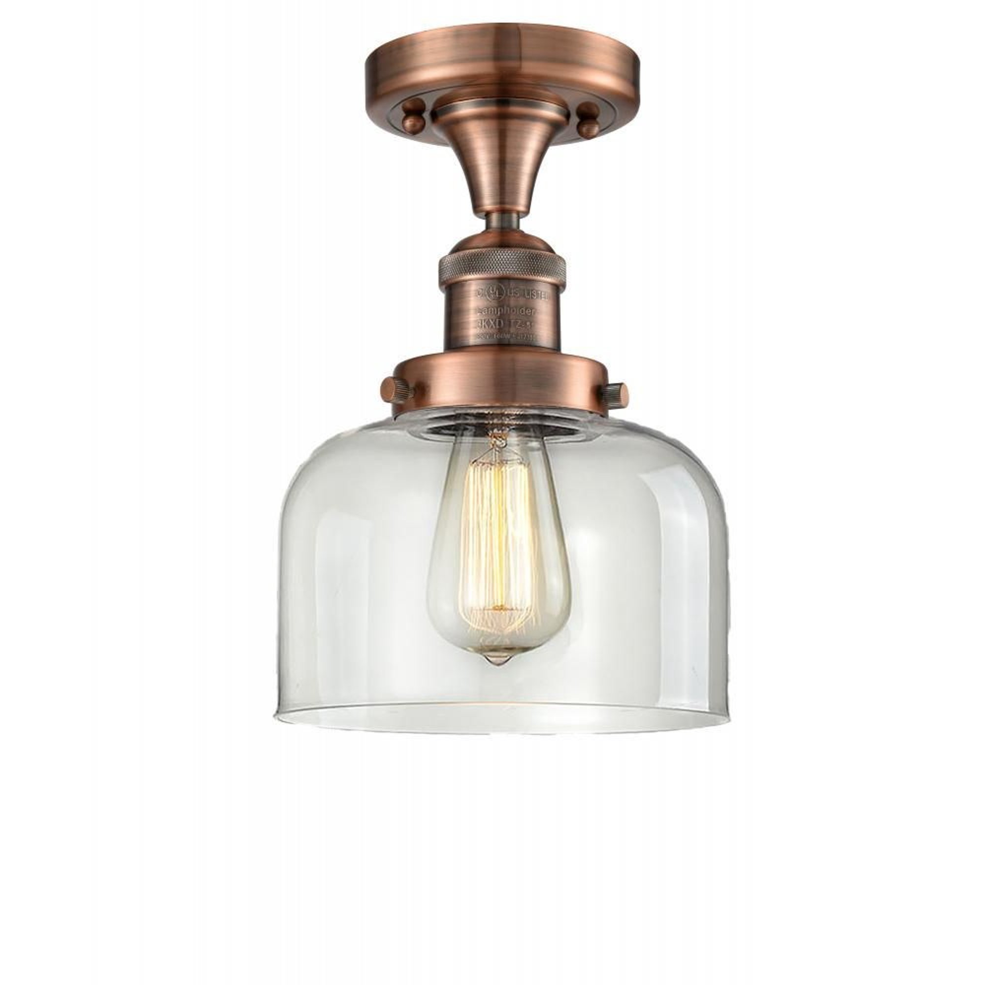 Innovations 517-1CH-AC-G72-L-LED X-Large Bell 1 Light Semi-Flush Mount part of the Franklin Restoration Collection, Antique Copper