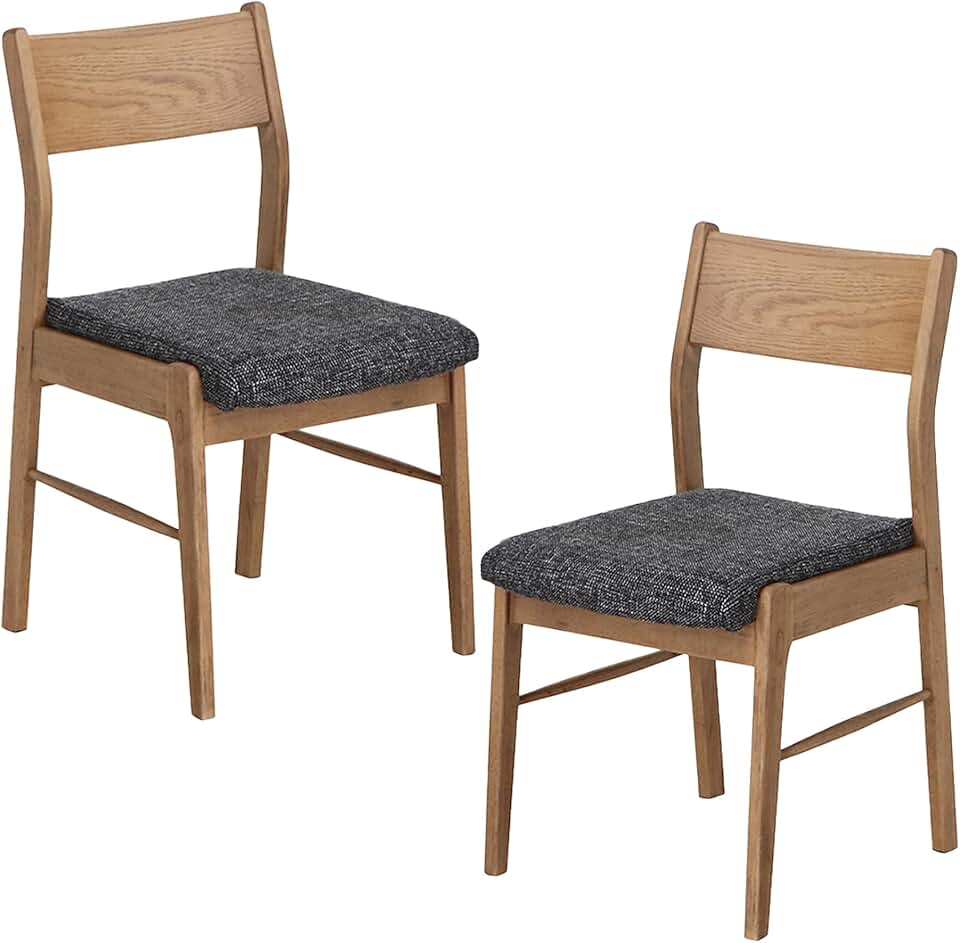 アルベロ Toma 384608 Okawa Furniture Sina Round Solid Oak Dining Chair, Natural, Seat Height 17.1 inches (43.5 cm), Set of 2