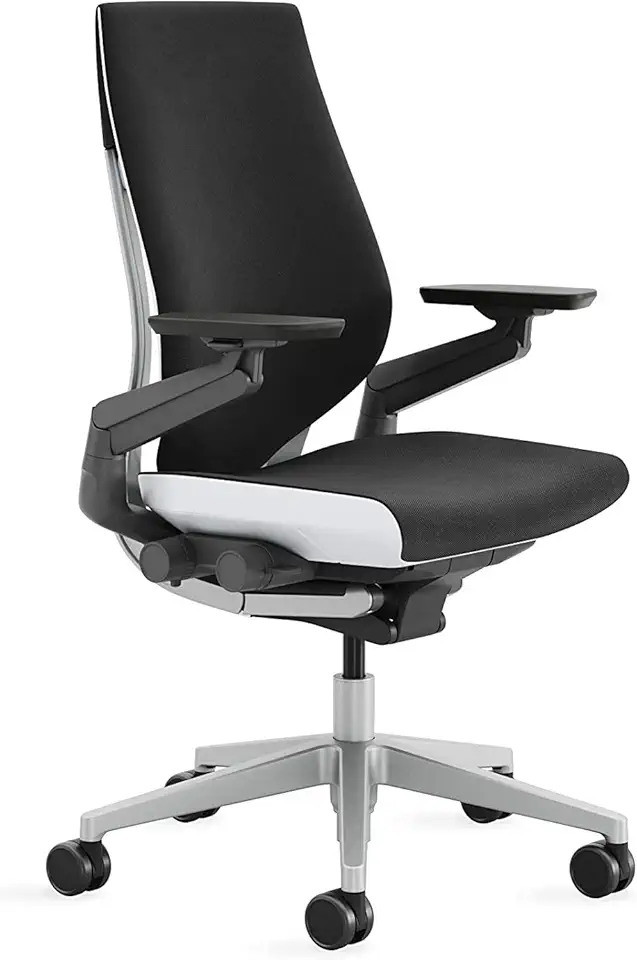 Steelcase Gesture Office Chair - Ergonomic Work Chair with Wheels for Carpet - Comfortable Office Chair - Intuitive-to-Adjust Chairs for Desk - 360-Degree Arms - Licorice Fabric
