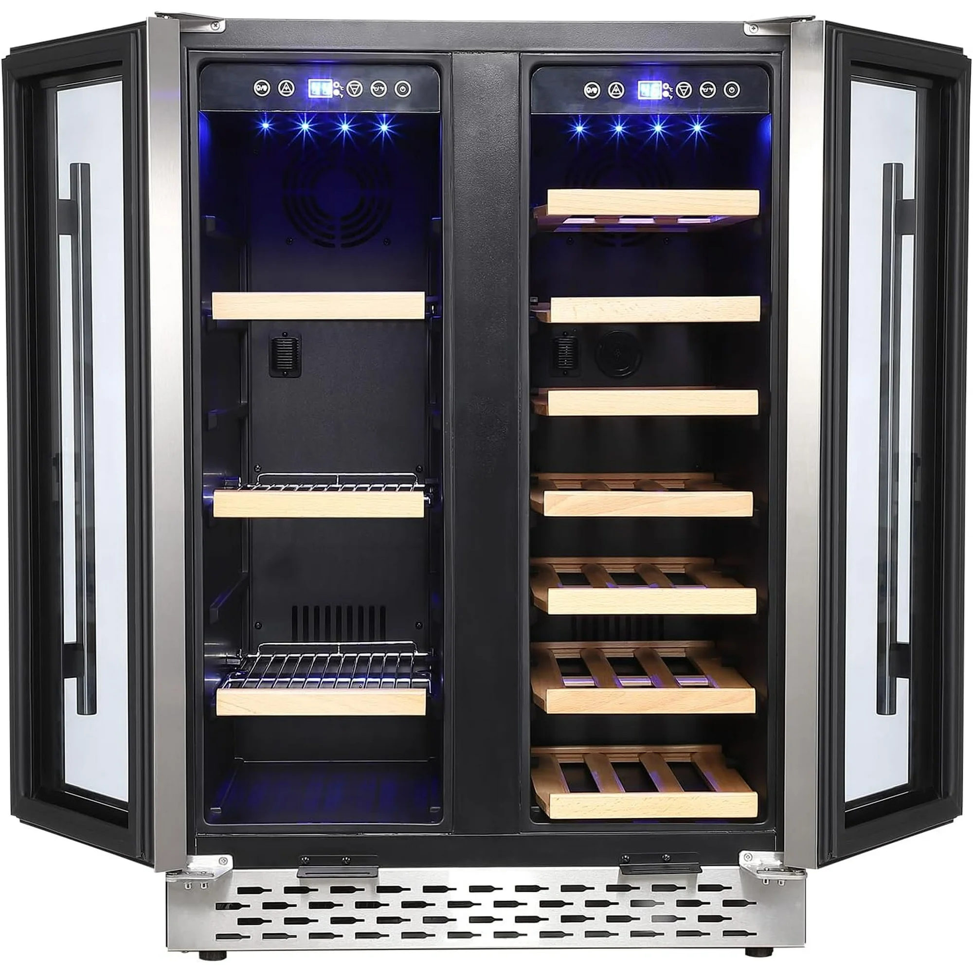 Patikuin Wine Cooler Refrigerator 20 Bottles, 55 Cans Wine Fridge Freestanding or Built-in Wine Refrigerator with Professional Compressor, Glass Door, Intelligent Temperature Memory