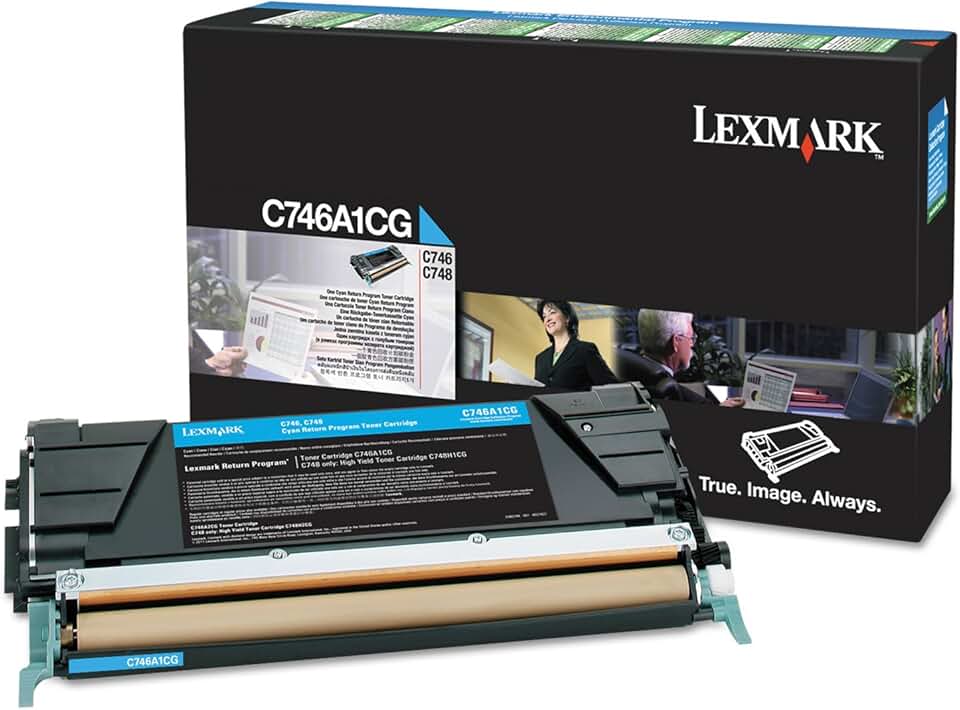 Lexmark C746A1CG Toner Cartridge, Cyan in Retail Packaging