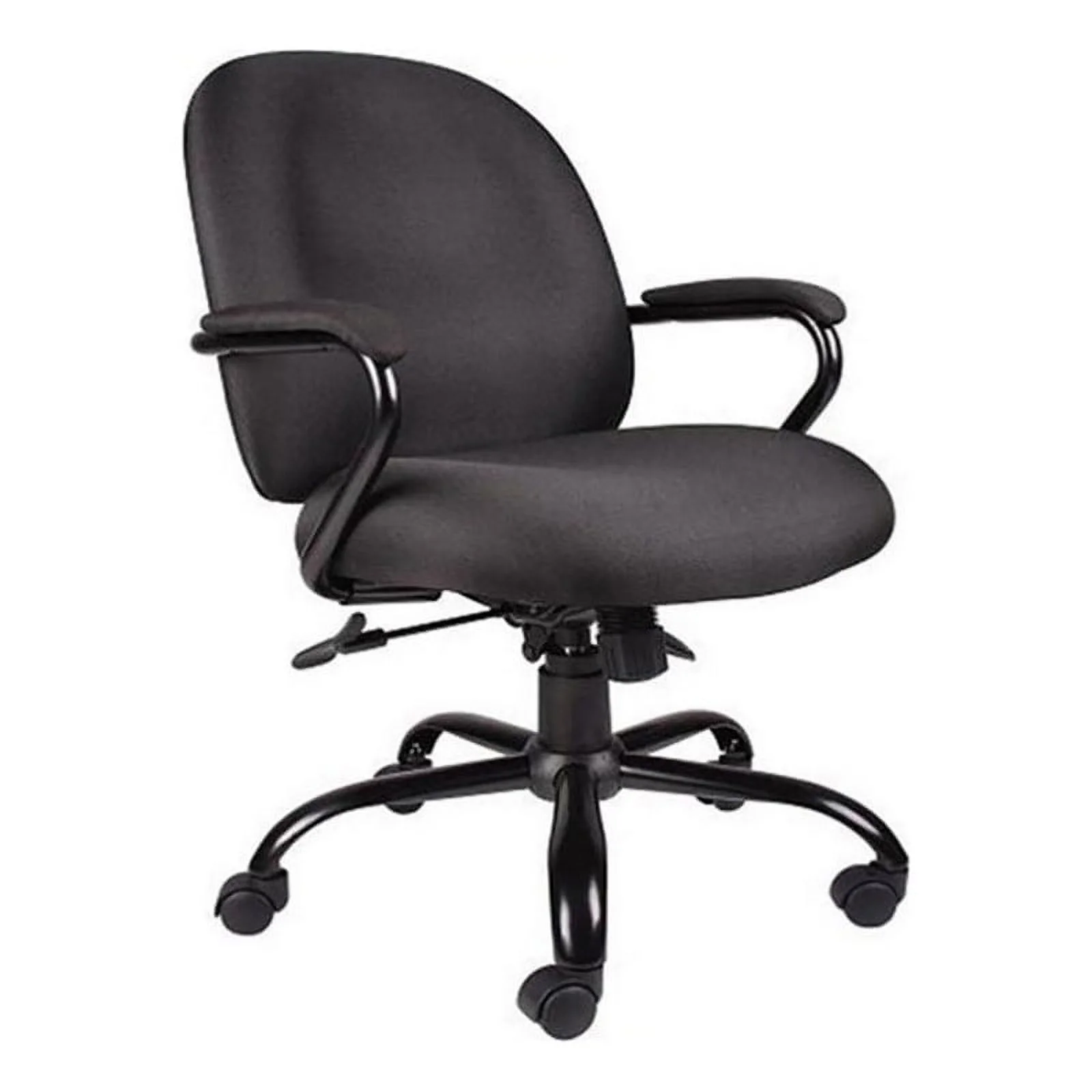 Pemberly Row Contemporary Fabric Big and Tall Arm Office Chair in Black